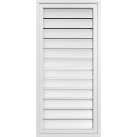 Ekena Millwork Vertical Surface Mount PVC Gable Vent: Functional, w/ 2"W x 1-1/2"P Brickmould Frame, 18"W x 38"H GVPVE18X3802SF